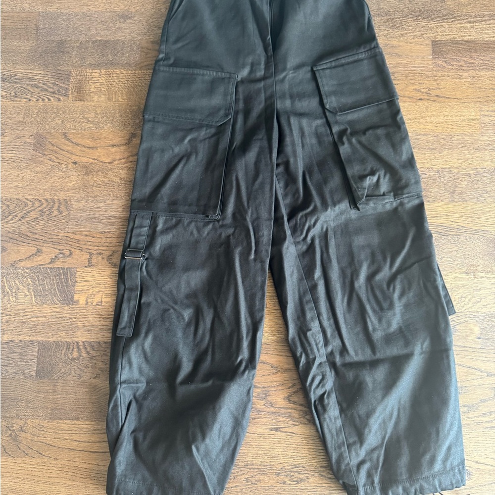 OAK + FORT High Waist Black Cargo Baggy Utility Pants